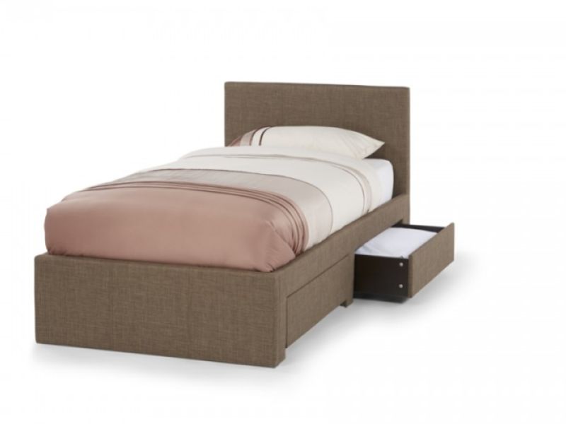 Serene Scarlett 3ft Single Chocolate Fabric Bed With Drawers