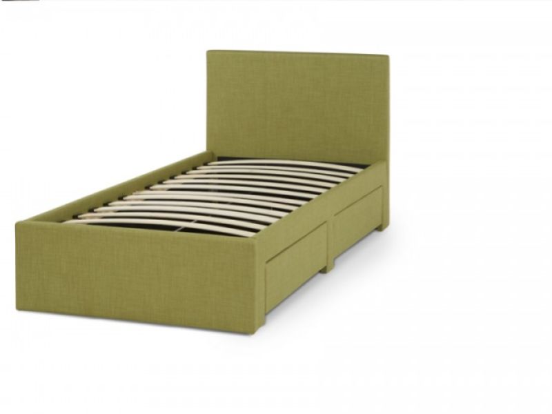 Serene Scarlett 3ft Single Olive Fabric Bed With Drawers