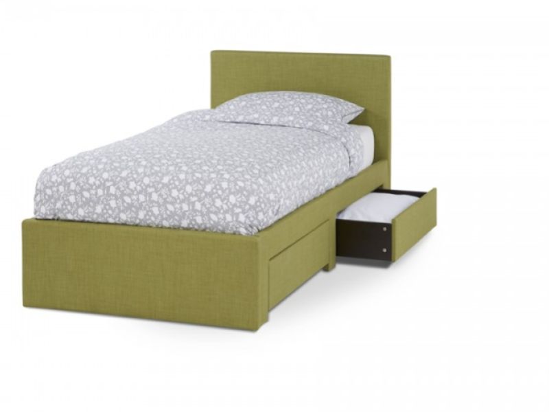 Serene Scarlett 3ft Single Olive Fabric Bed With Drawers