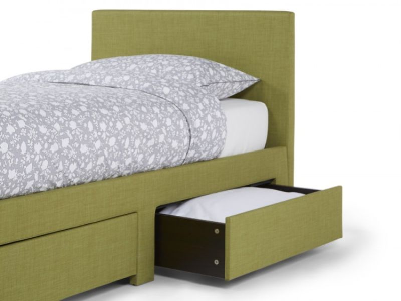 Serene Scarlett 3ft Single Olive Fabric Bed With Drawers