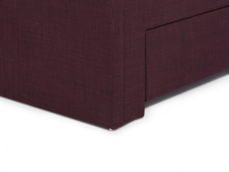 Serene Scarlett 3ft Single Plum Fabric Bed With Drawers