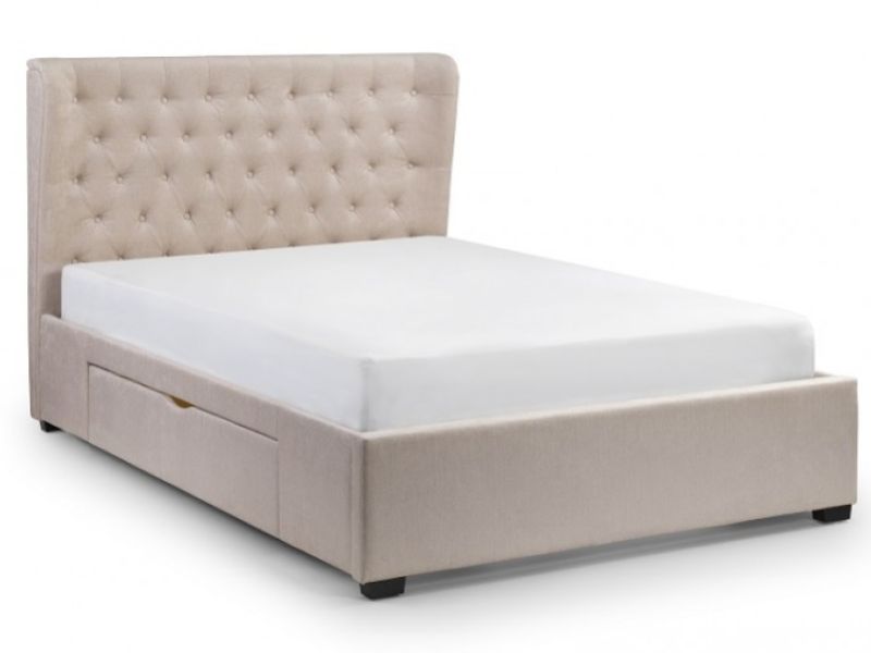 Julian Bowen Geneva 5ft Kingsize Pearl Fabric Storage Bed Frame