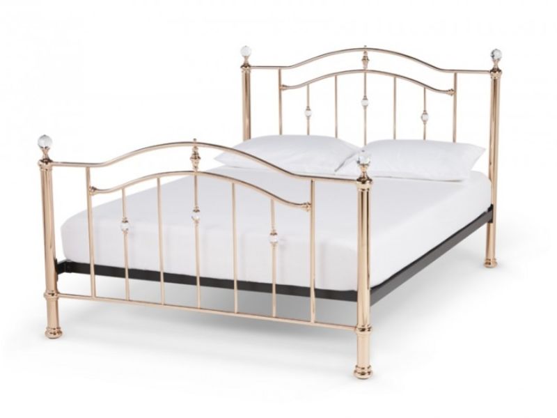 Serene Ashley 4ft6 Double Rose Gold Metal Bed Frame with Crystals