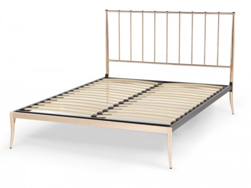Serene Saturn 4ft Small Double Rose Gold Metal Bed Frame
