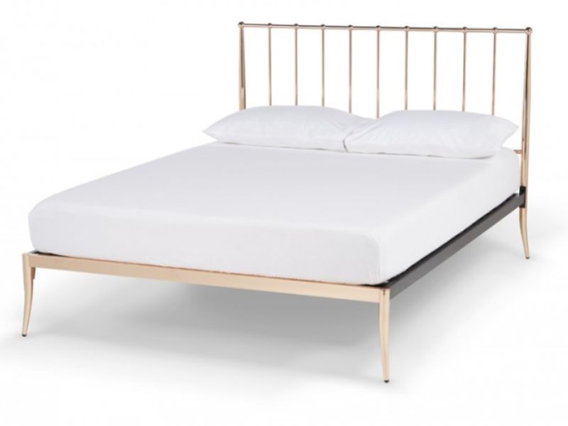 Serene Saturn 4ft6 Double Rose Gold Metal Bed Frame By Furnishings Serene Saturn 4ft6 Double Rose Gold, Rose Gold King Single Bed Frame