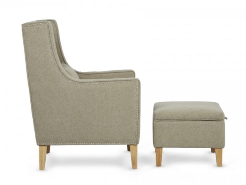 Serene Leven Sage Fabric Chair And Footstool
