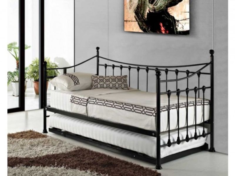 Sleep Design Versailles 3ft Single Black Metal Day Beds And Trundle