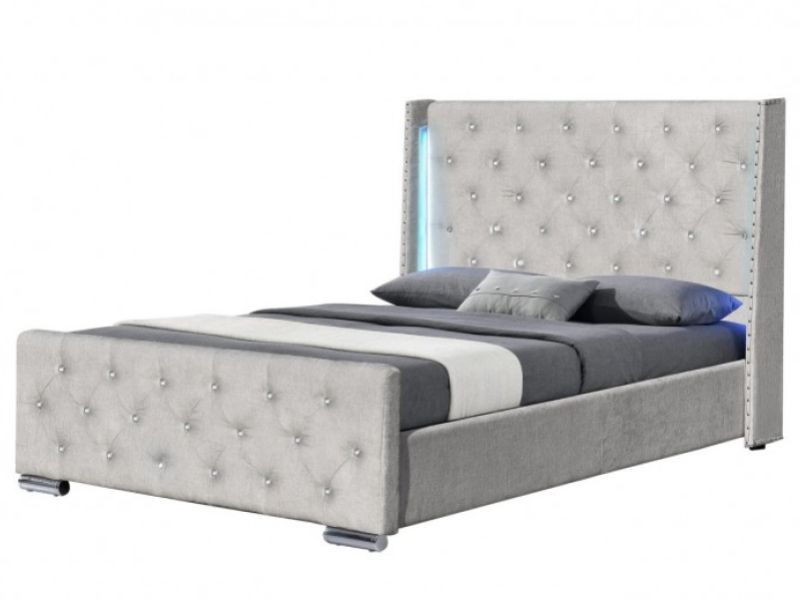 Sleep Design Dorchester 4ft6 Double Grey Fabric LED Bed Frame