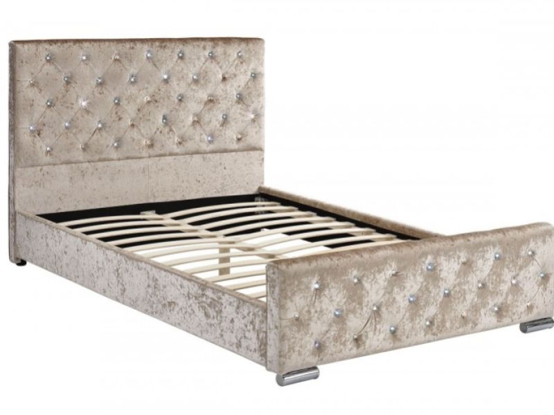 Sleep Design Beaumont 5ft Kingsize Crushed Gold Velvet Bed Frame