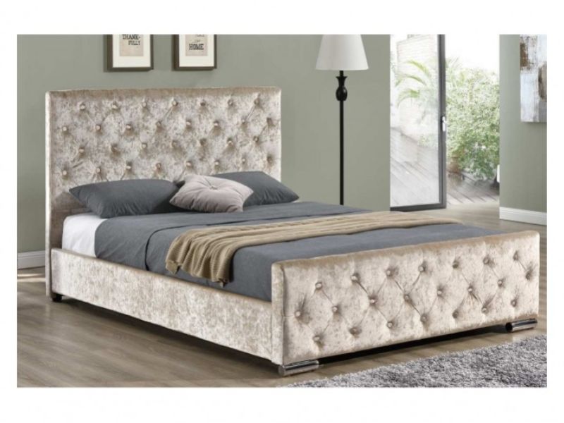 Sleep Design Buckingham 4ft6 Double Crushed Gold Velvet Bed Frame