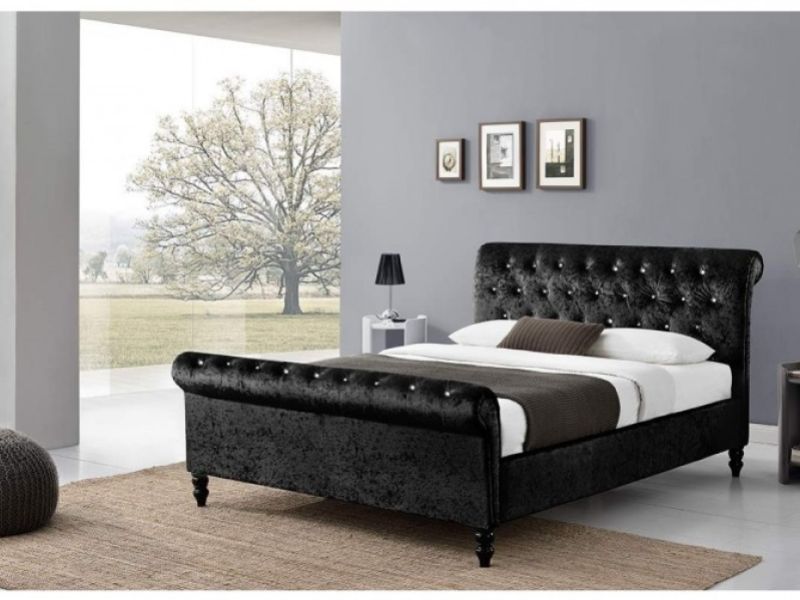 Sleep Design St James 5ft Kingsize Crushed Black Velvet Bed Frame