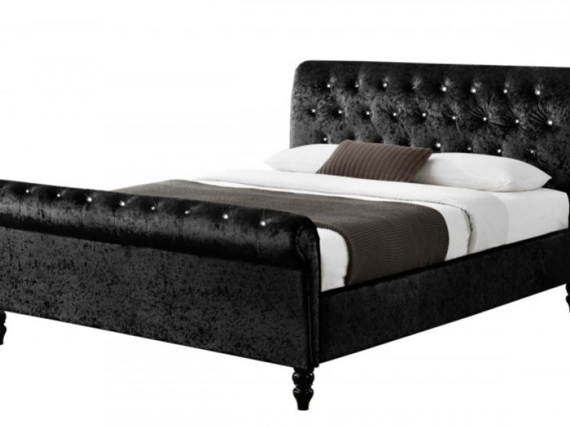Sleep Design St James 5ft Kingsize Crushed Black Velvet Bed Frame