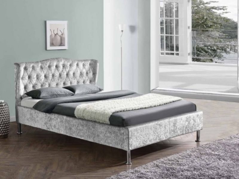 Sleep Design Sandringham 5ft Kingsize Crushed Silver Velvet Bed Frame
