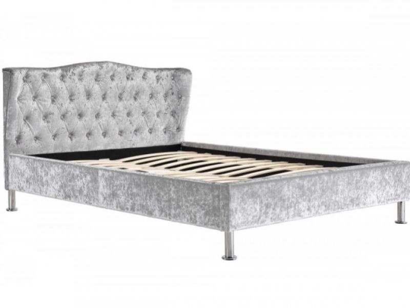 Sleep Design Sandringham 5ft Kingsize Crushed Silver Velvet Bed Frame