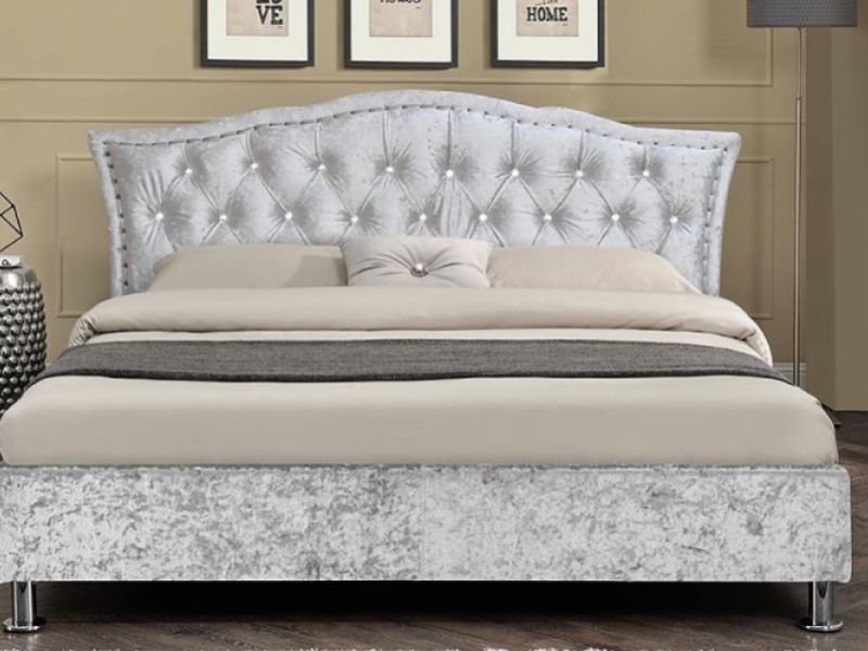Sleep Design Georgia 4ft6 Double Crushed Silver Velvet Bed Frame