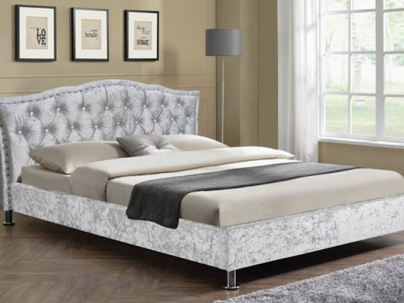 Sleep Design Georgia 4ft6 Double Crushed Silver Velvet Bed Frame