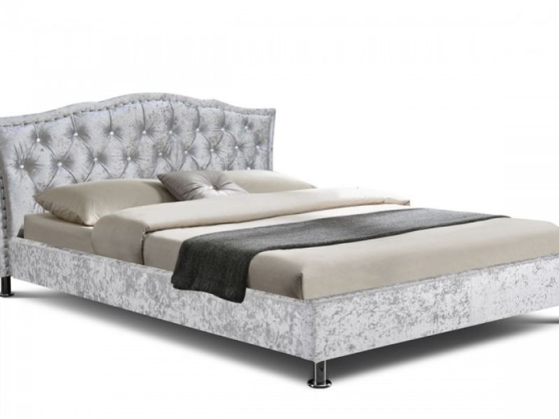 Sleep Design Georgia 4ft6 Double Crushed Silver Velvet Bed Frame