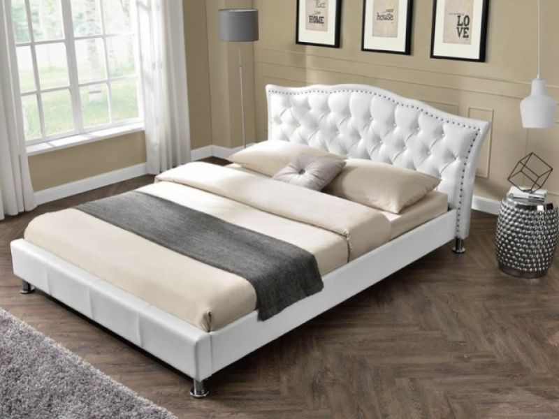 Sleep Design Georgia 5ft Kingsize White Faux Leather Bed Frame