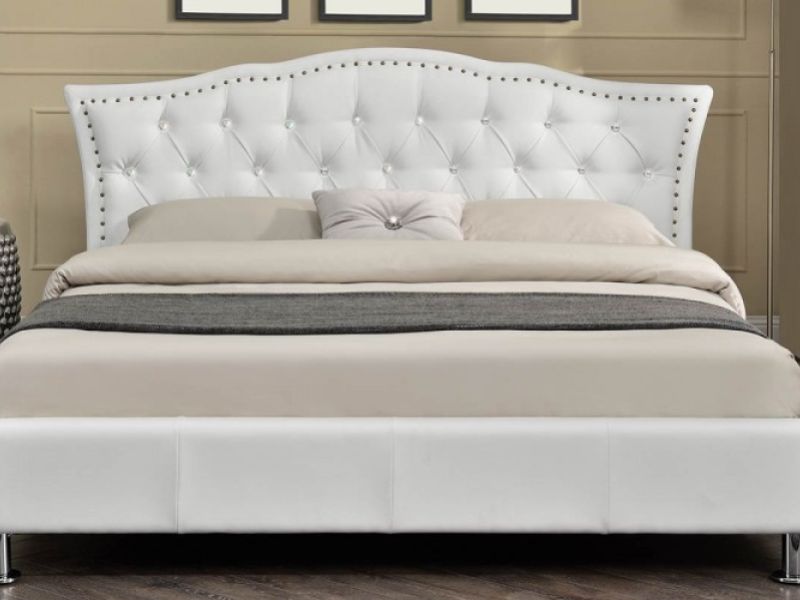 Sleep Design Georgia 4ft6 Double White Faux Leather Bed Frame