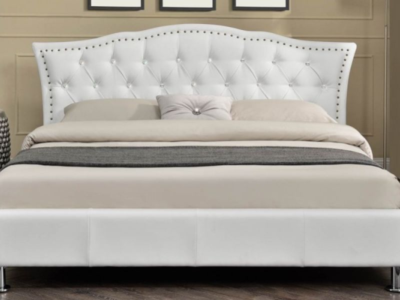 Sleep Design Georgia 5ft Kingsize White Faux Leather Bed Frame