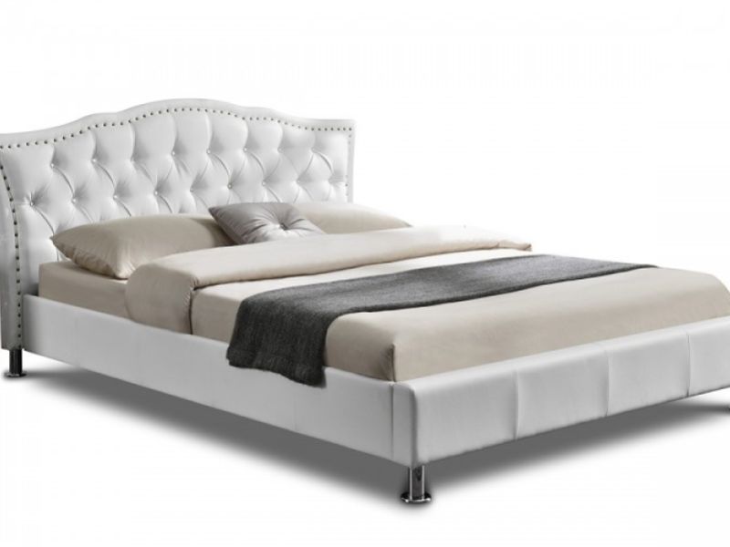 Sleep Design Georgia 4ft6 Double White Faux Leather Bed Frame