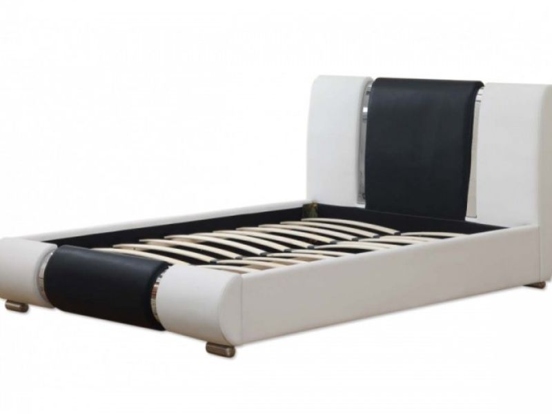Sleep Design Sorrento 4ft6 Double White With Black Faux Leather Bed Frame