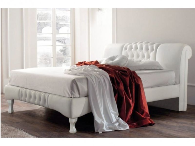 Sleep Design Knightsbridge 4ft6 Double White Faux Leather Bed Frame