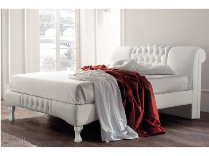 Sleep Design Knightsbridge 5ft Kingsize White Faux Leather Bed Frame