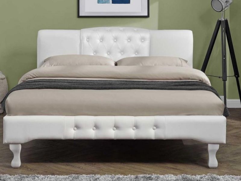 Sleep Design Knightsbridge 5ft Kingsize White Faux Leather Bed Frame