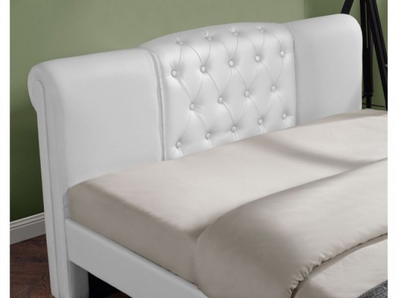 Sleep Design Knightsbridge 5ft Kingsize White Faux Leather Bed Frame