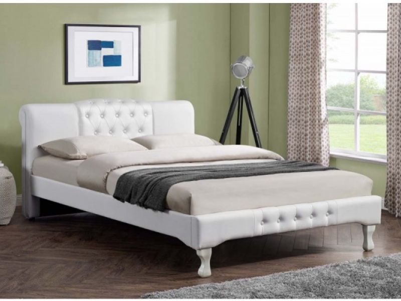 Sleep Design Knightsbridge 5ft Kingsize White Faux Leather Bed Frame