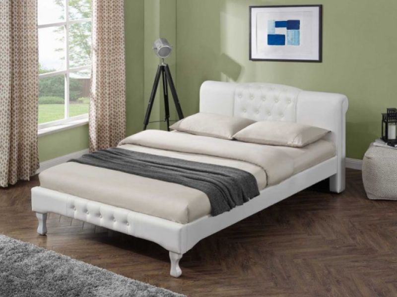 Sleep Design Knightsbridge 5ft Kingsize White Faux Leather Bed Frame