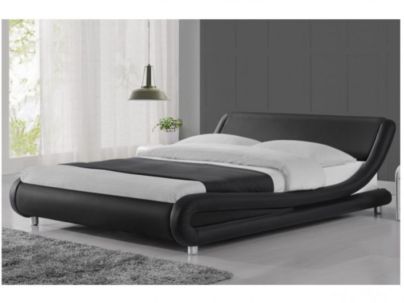 Sleep Design Madrid 4ft6 Double Black Faux Leather Bed Frame