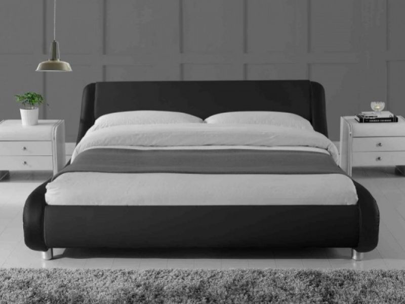 Sleep Design Madrid 5ft Kingsize Black Faux Leather Bed Frame