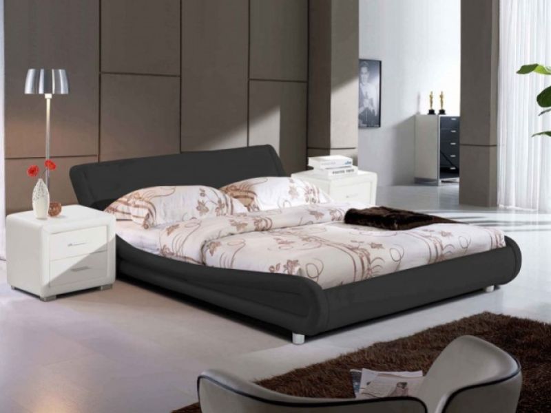 Sleep Design Madrid 5ft Kingsize Black Faux Leather Bed Frame