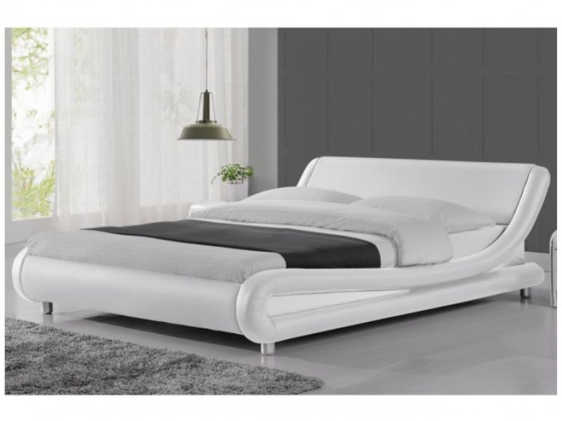 Sleep Design Madrid 5ft Kingsize White Faux Leather Bed Frame