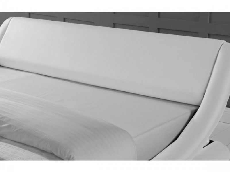 Sleep Design Madrid 5ft Kingsize White Faux Leather Bed Frame