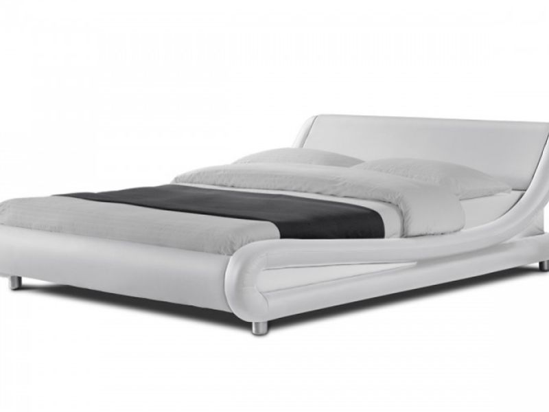 Sleep Design Madrid 5ft Kingsize White Faux Leather Bed Frame