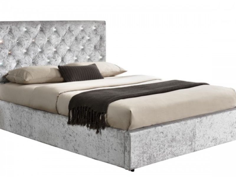 Sleep Design Chatsworth 5ft Kingsize Crushed Silver Velvet Ottoman Bed Frame