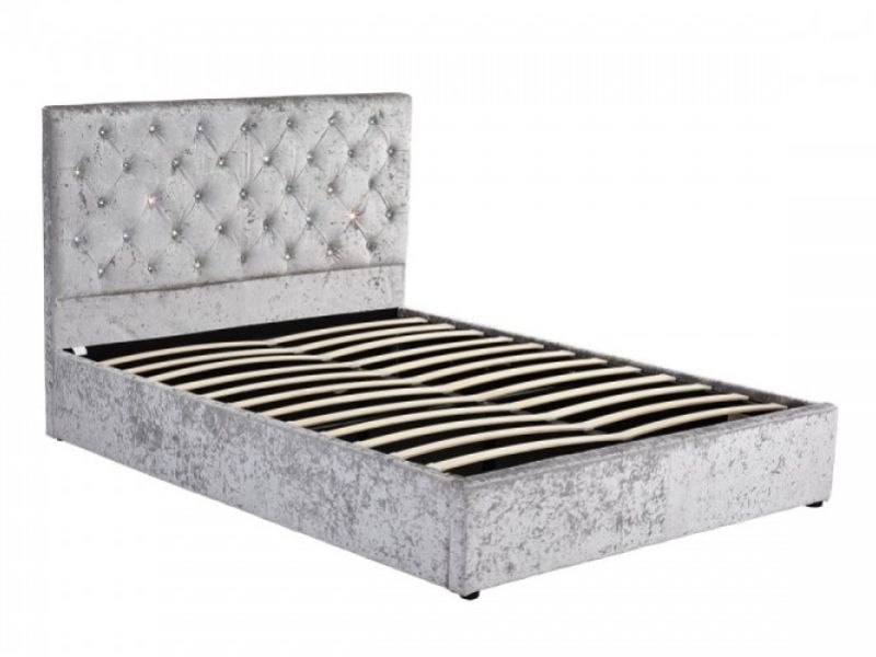 Sleep Design Chatsworth 4ft6 Double Crushed Silver Velvet Ottoman Bed Frame