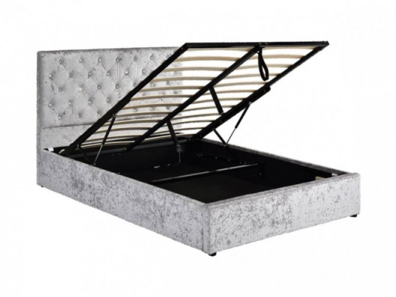 Sleep Design Chatsworth 5ft Kingsize Crushed Silver Velvet Ottoman Bed Frame