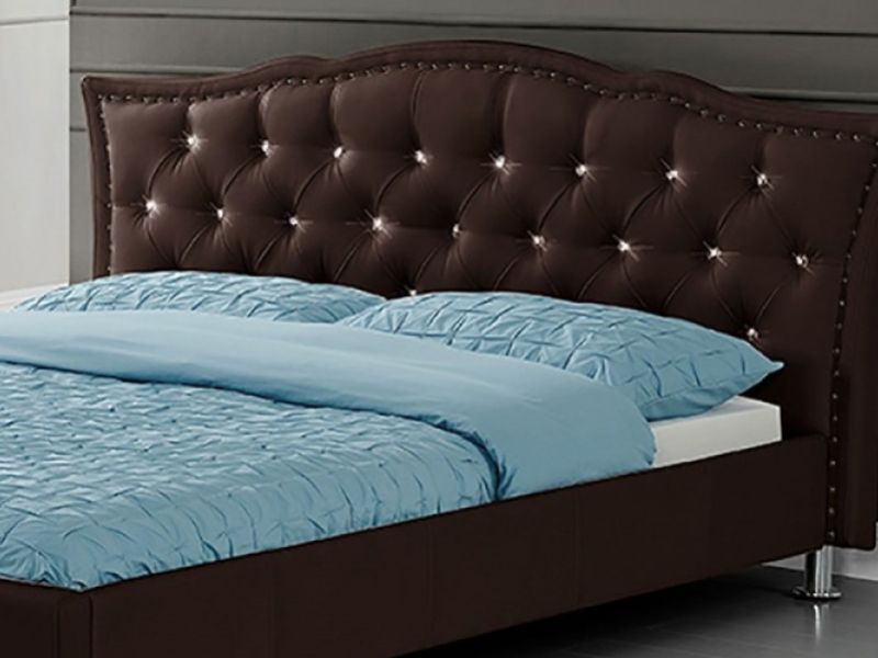 Sleep Design Georgio 4ft6 Double Brown Faux Leather Bed Frame