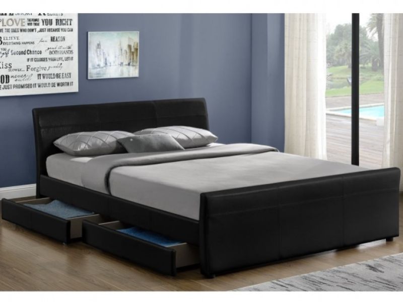 Sleep Design Venetian 5ft Kingsize Black Faux Leather Storage Bed Frame