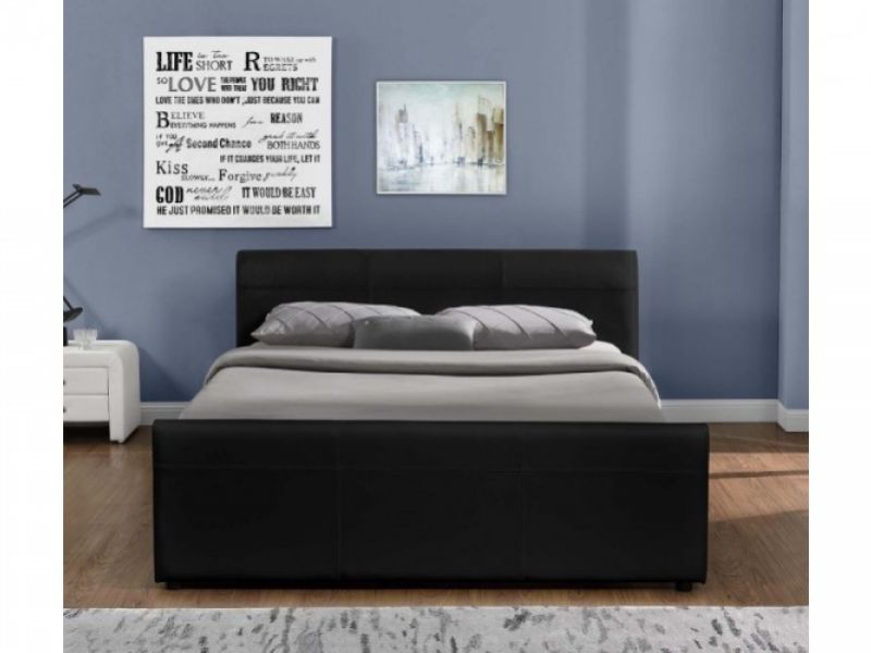 Sleep Design Venetian 5ft Kingsize Black Faux Leather Storage Bed Frame
