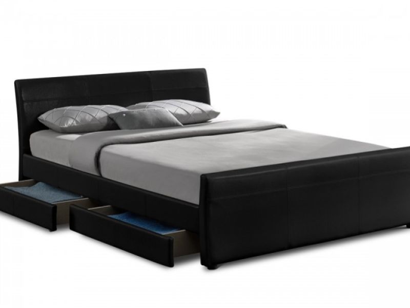 Sleep Design Venetian 5ft Kingsize Black Faux Leather Storage Bed Frame