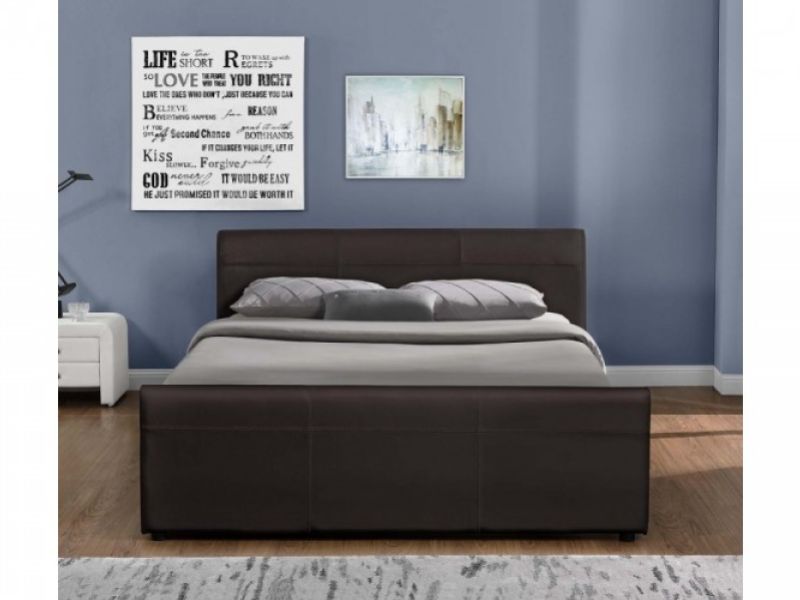 Sleep Design Venetian 4ft6 Double Brown Faux Leather Storage Bed Frame