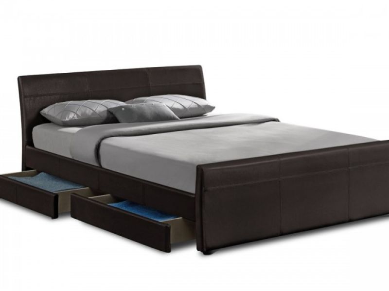 Sleep Design Venetian 4ft6 Double Brown Faux Leather Storage Bed Frame