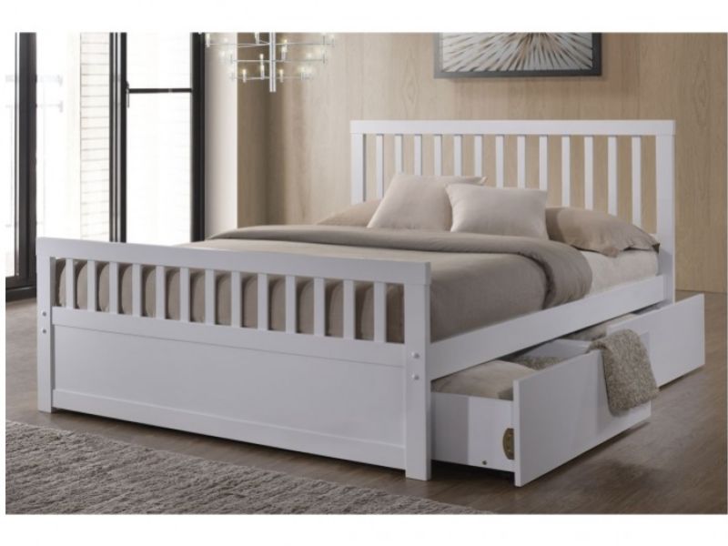 Sleep Design Delamere 4ft6 Double White Wooden Storage Bed Frame