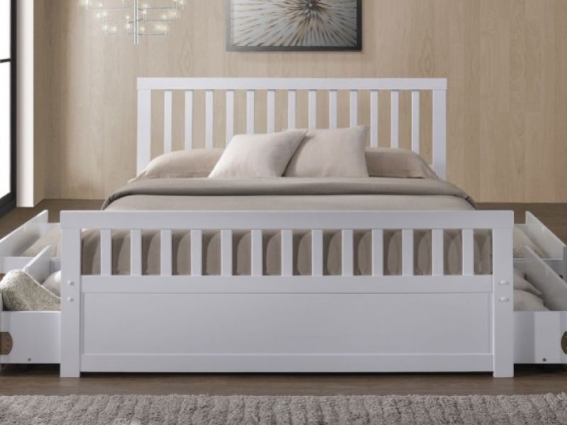 Sleep Design Delamere 4ft6 Double White Wooden Storage Bed Frame
