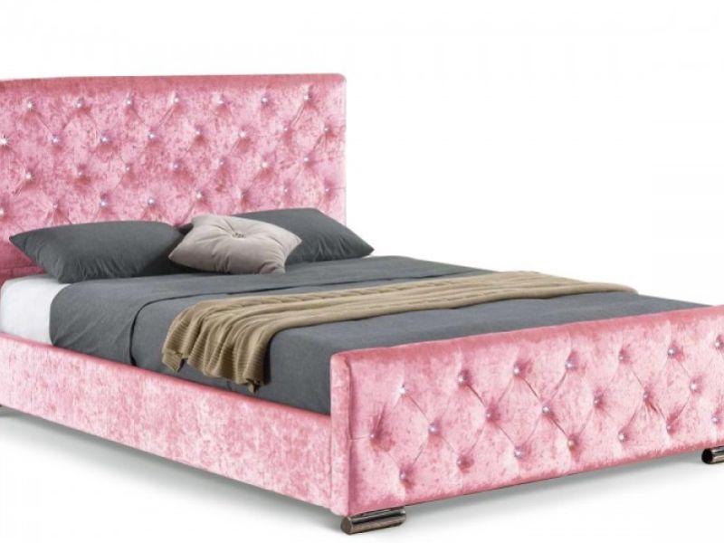 Sleep Design Beaumont 4ft6 Double Crushed Pink Velvet Bed Frame